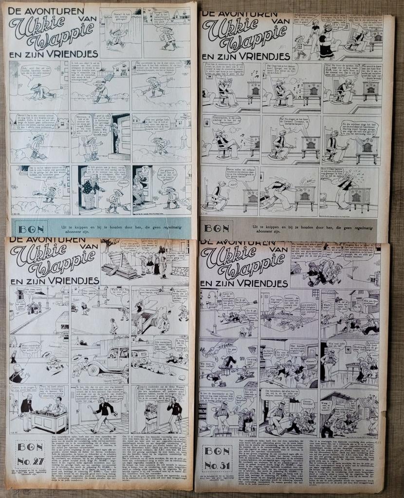 4 oude stripknipsels: De avonturen van Ukkie Wappie (1932), Ophalen of Verzenden