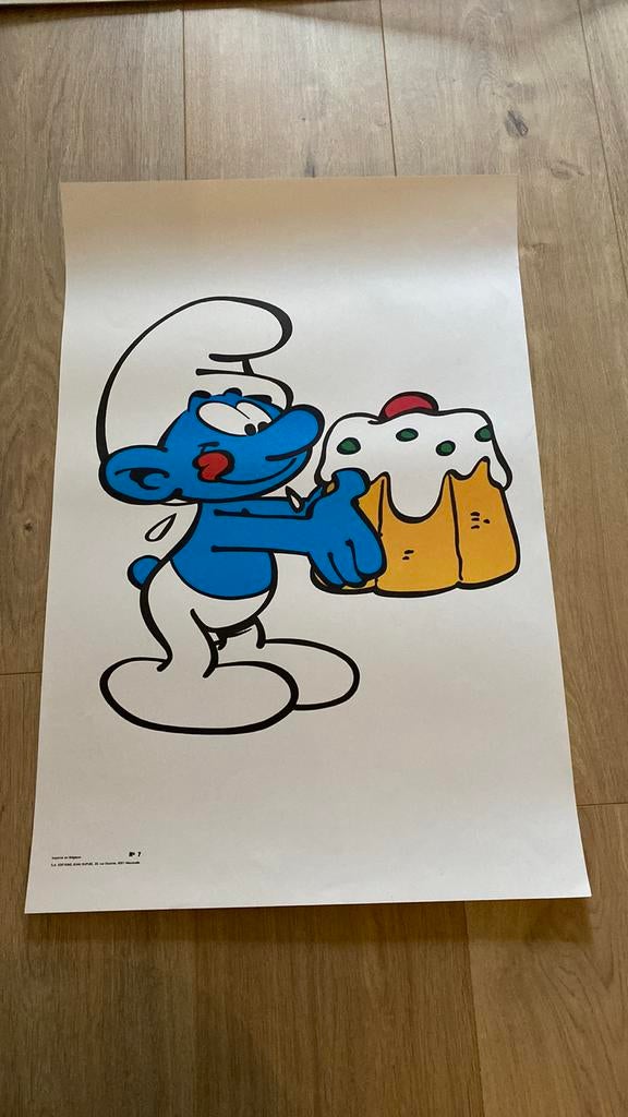 Affiche Dupuis Schtroumpf avec gâteau 1980, Enlèvement ou Envoi, Comme neuf