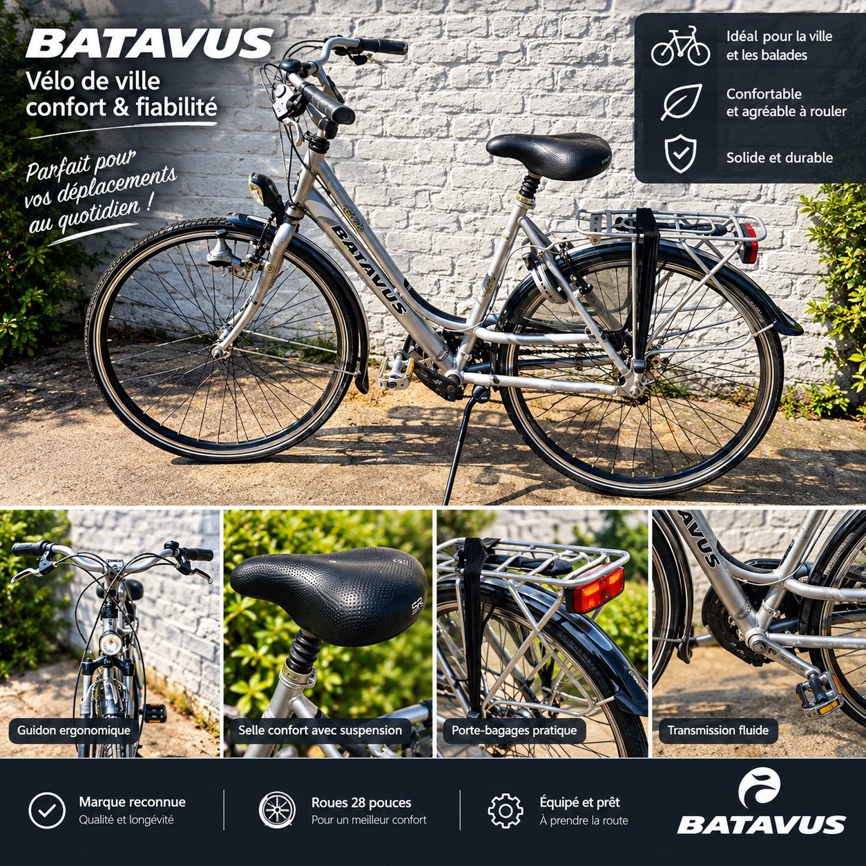Vélo Batavus – Très bon état –Vélo de ville, Vélos & Vélomoteurs, Enlèvement ou Envoi, Comme neuf, Batavus