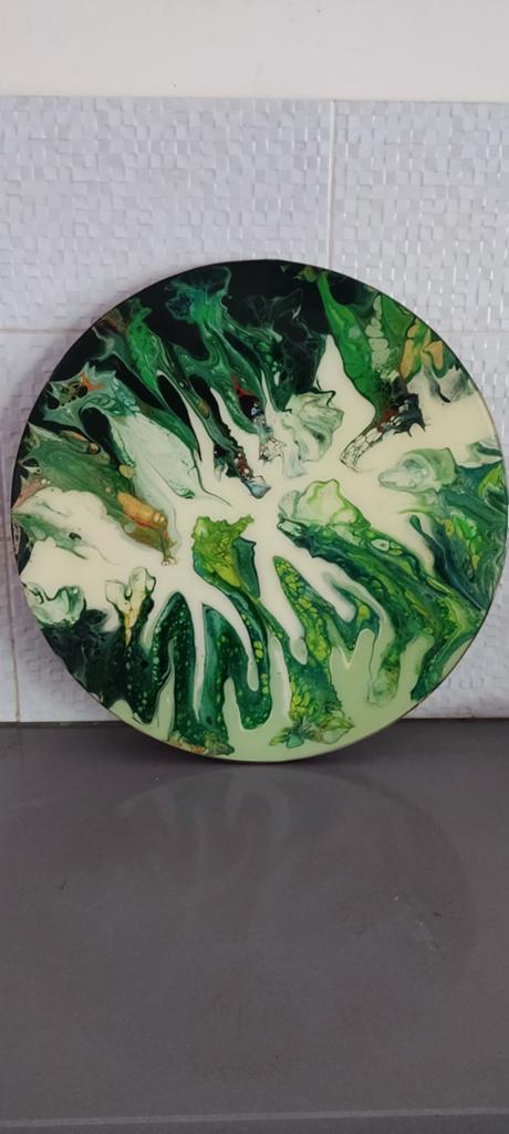 Kunstobject, rond,Groen, 60cm, Enlèvement