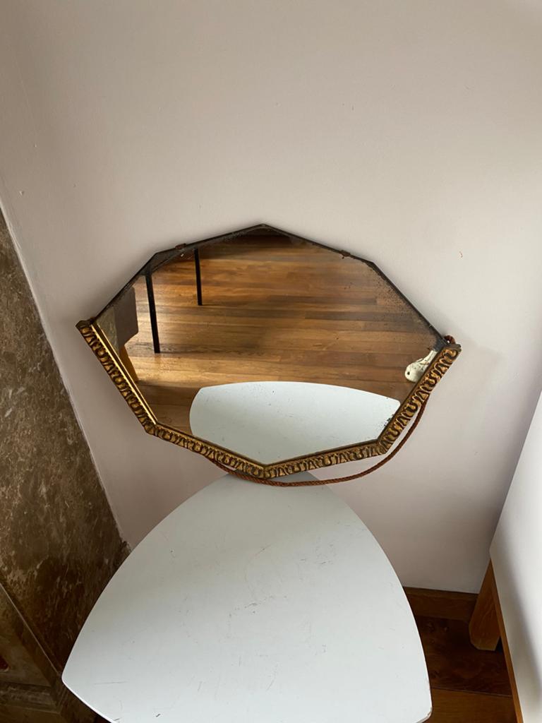 Vintage achthoekige art deco spiegel, Ophalen of Verzenden