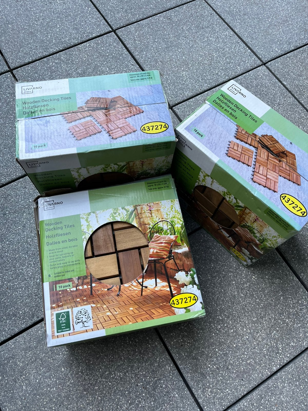 3 dozen houten terrastegels – Acaciahout – Livarno Home, Neuf, Tuiles de terrasse, Enlèvement, Bois