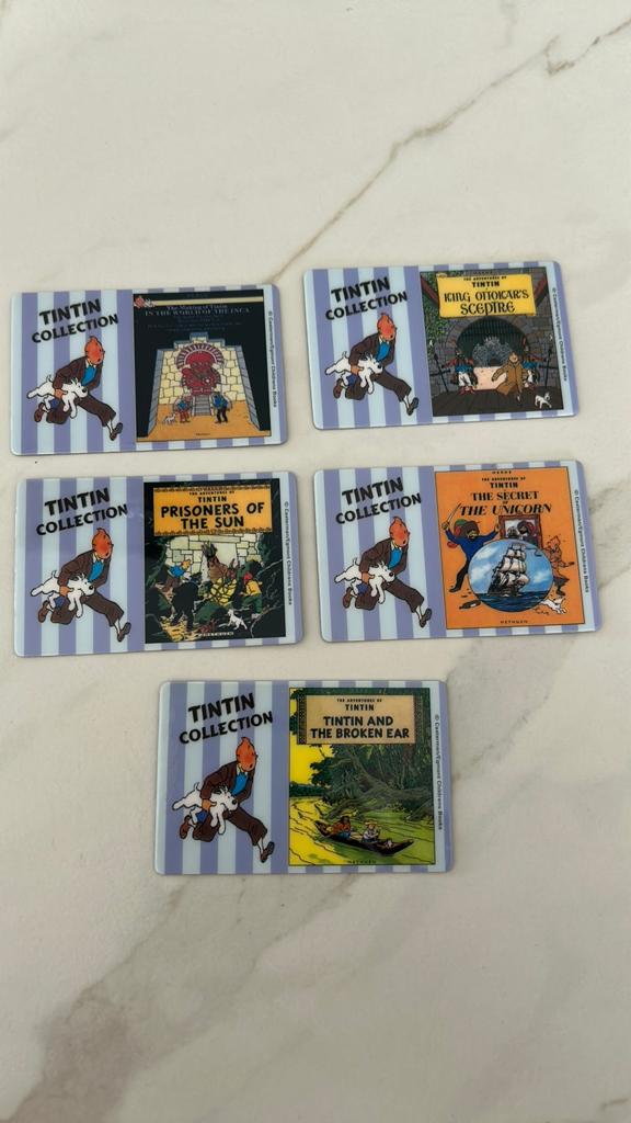 5 Télécartes Hergé Tintin Unicom UK, Collections, Enlèvement ou Envoi, Tintin, Comme neuf