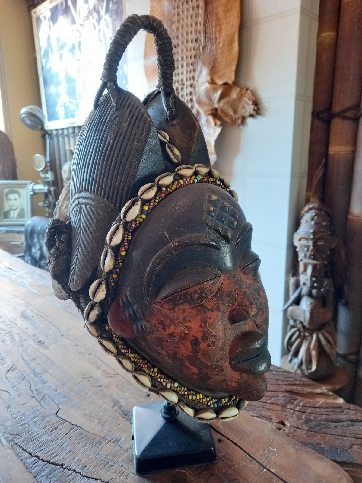 Traditioneel Puni masker Gabon, Antiek en Kunst, Ophalen of Verzenden, Masker, Versierd, Hout
