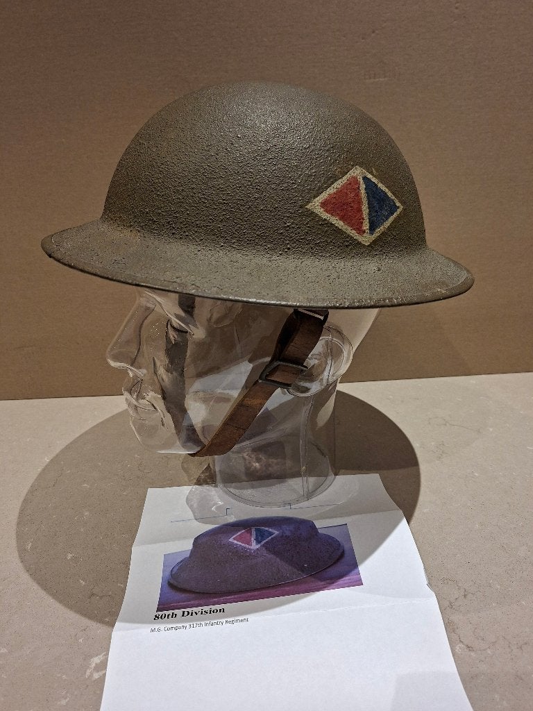 WO1 US army doughboy model 1917 helm 80th div Meuse-Argonne, Verzamelen, Ophalen of Verzenden, Landmacht, Helm of Baret