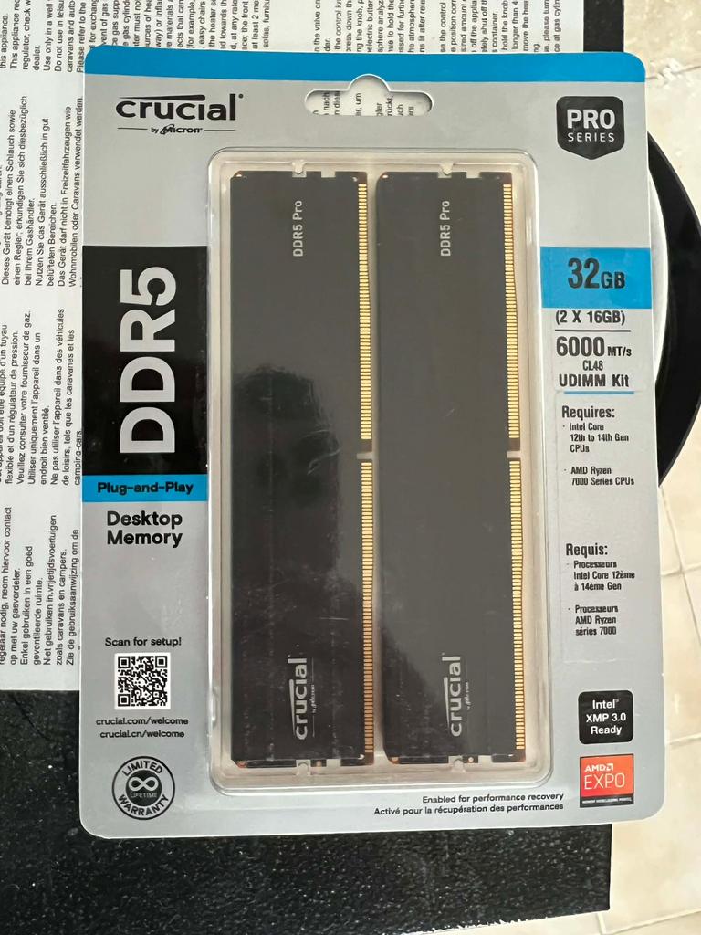 Cruciaal 32 GB 6000 MHz DDR5 RAM, Ophalen of Verzenden, Zo goed als nieuw, DDR5