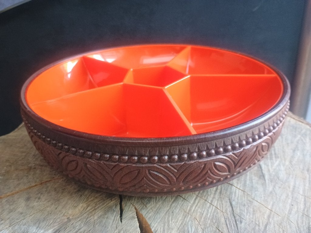 Vintage Oranje hapjesschaal Merk Emsa 1970, Ophalen