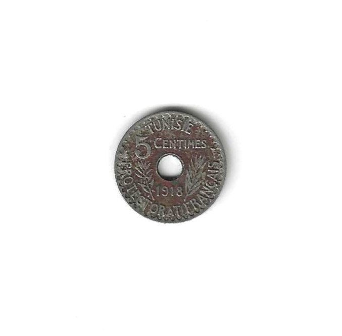 Tunesië, 5 Centimes AH1337(1918)., Timbres & Monnaies, Enlèvement ou Envoi, Autres pays, Monnaie en vrac