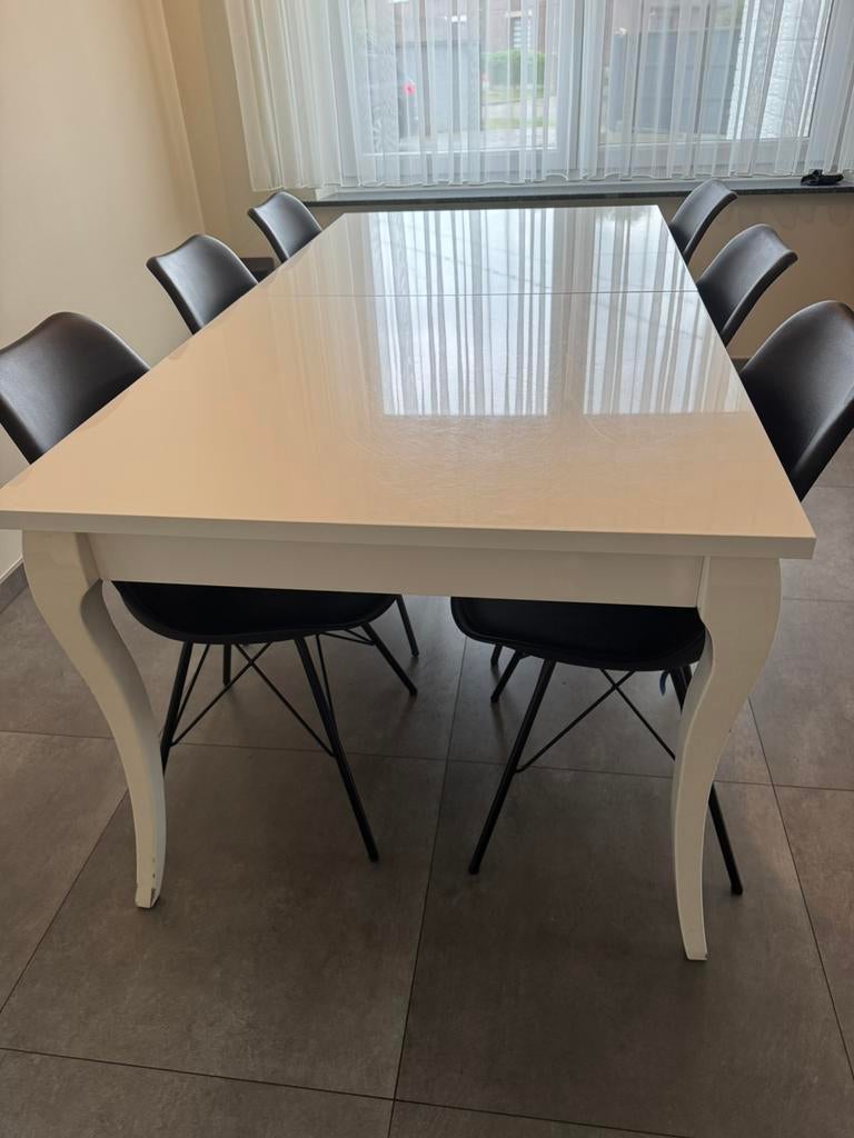 Romantische tafel + 6 stoelen, Ophalen, Gebruikt