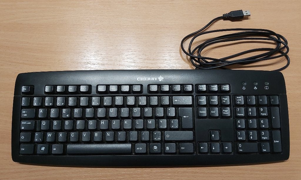 CHERRY KEYBOARD AZERTY USB numeriek toetsenbord bekabeling, Ophalen, Gebruikt, Azerty, Numeriek gedeelte