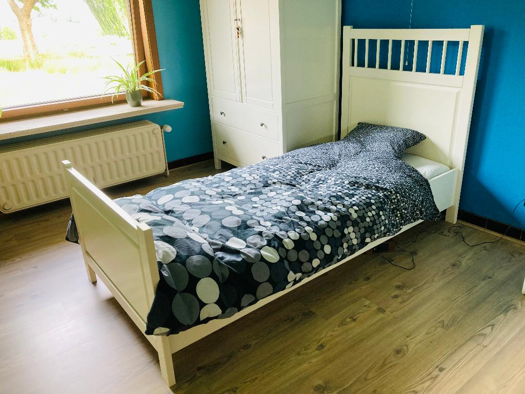 IKEA "Hemnes" bed - maat 90 x 200 cm (incl. lattenbodem), Huis en Inrichting, Ophalen, Eenpersoons, Wit, 200 cm