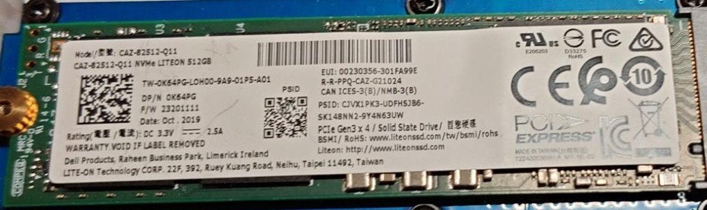 LiteOn CAZ-82512-Q11 512 GB NVMe SSD, Intern, SSD, Refurbished, Ophalen of Verzenden