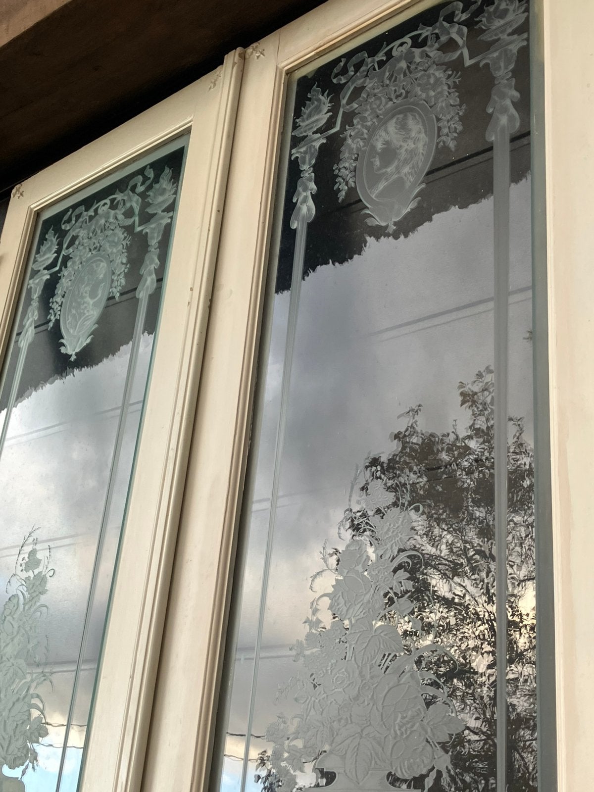 Exclusief hoge dubbele ensuite deur met art deco geëtst glas, Ophalen, Glas