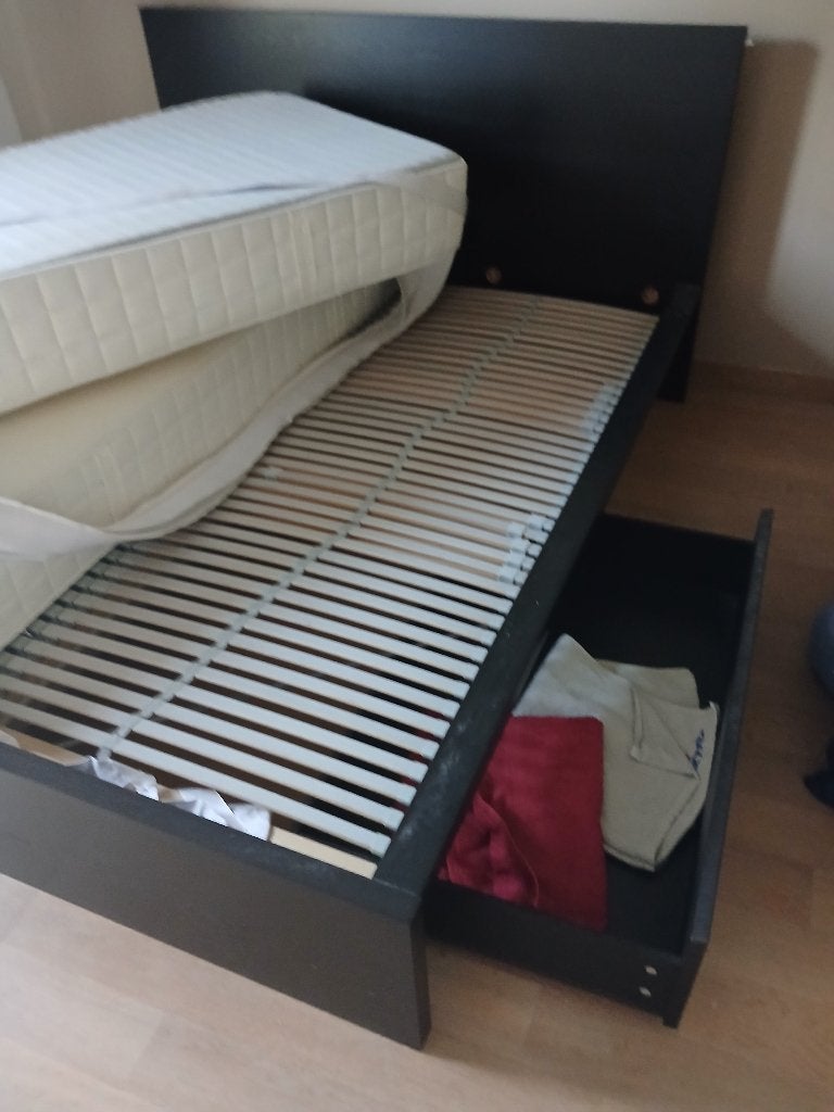 Bedframe 2 persoonsbed, Ophalen, Gebruikt, Zwart, Tweepersoons