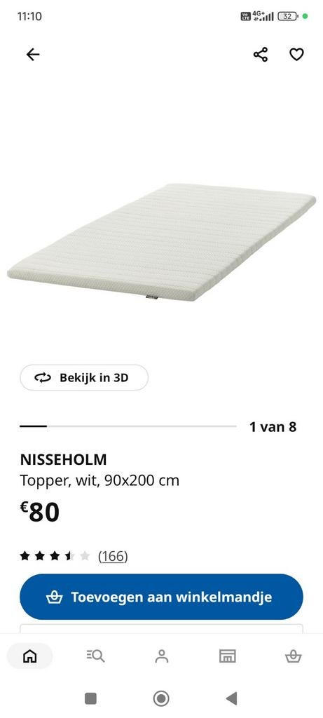 Topper matras Nisseholm Ikea, Ophalen, Matras