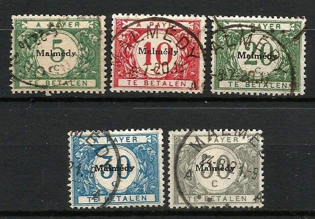 1920 Malmedy strafportzegels OBP OC79/83, Postzegels en Munten, Met stempel, Ophalen of Verzenden, Gestempeld, Gestempeld