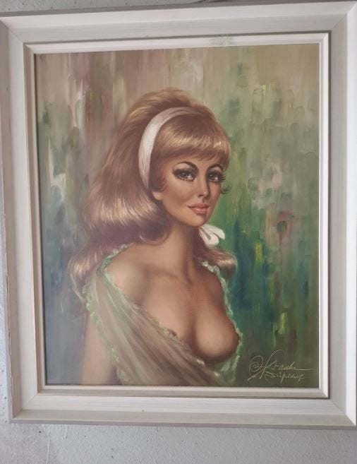 vintage naakt schilderij canvas 60er jaren Franke, Ophalen, Huis en Inrichting