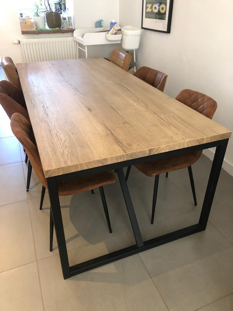 Industriële eettafel in zeer goede staat, Ophalen, Gebruikt, 100 tot 150 cm, 200 cm of meer