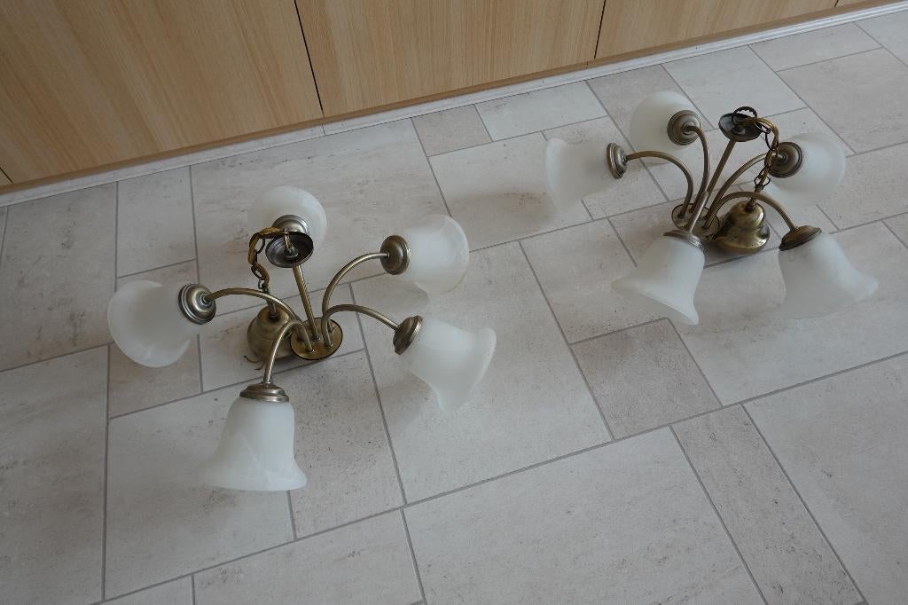 Lustre 5 lampes (marque Massive), Maison & Meubles, Lampes | Lustres, Enlèvement, Comme neuf, Verre