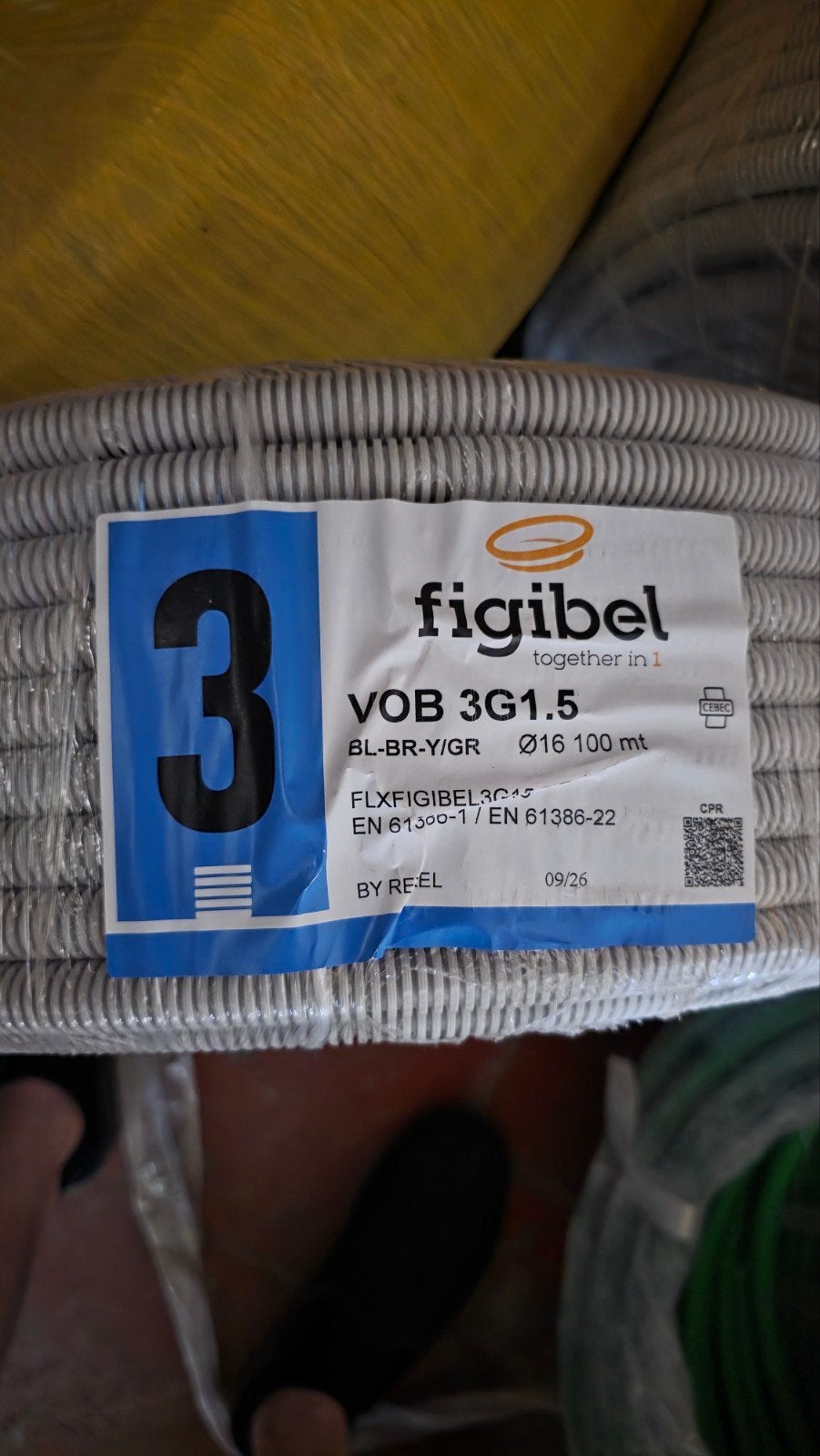 Preflex 3g1.5 vob 100m, Bricolage & Construction, Électricité & Câbles, Enlèvement
