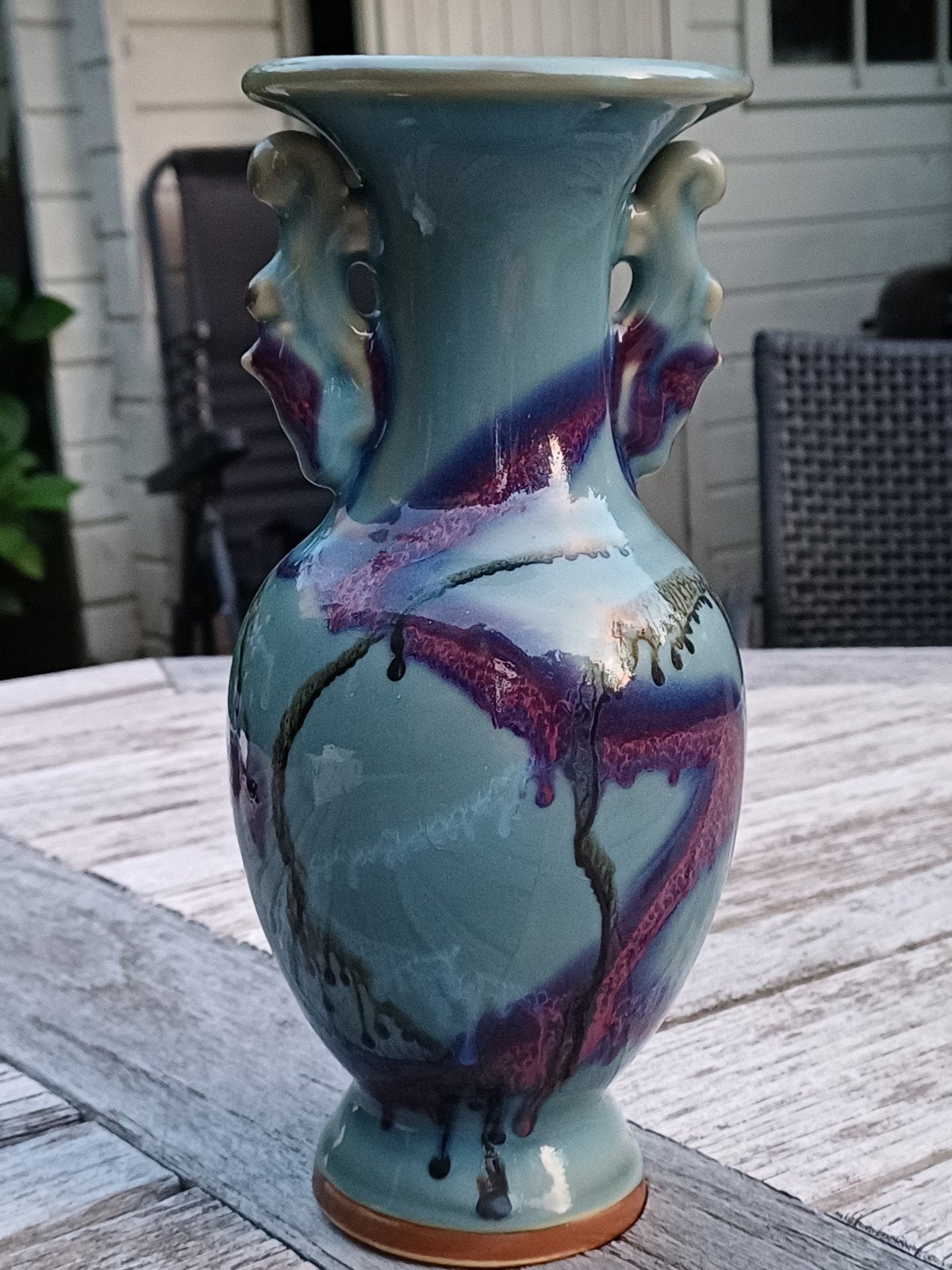 Vase chinois en bon état, 24 cm, Enlèvement ou Envoi, Pierre/céramique, Chine