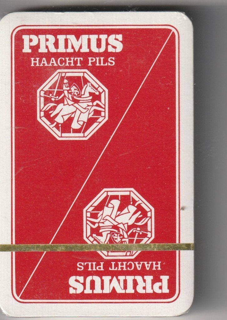 106 / BIER PRIMUS HAACHT  PILS ROOD WIT  32 KA +JOKER, Ophalen of Verzenden, Nieuw, Speelkaart(en)