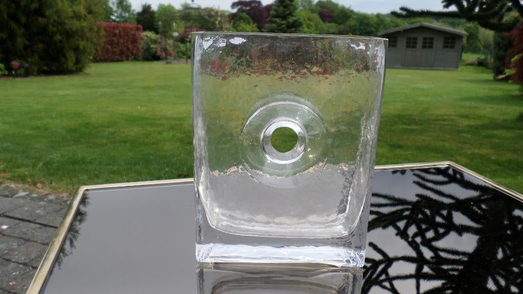 Vase scandinave vintage en verre texturé, Enlèvement ou Envoi