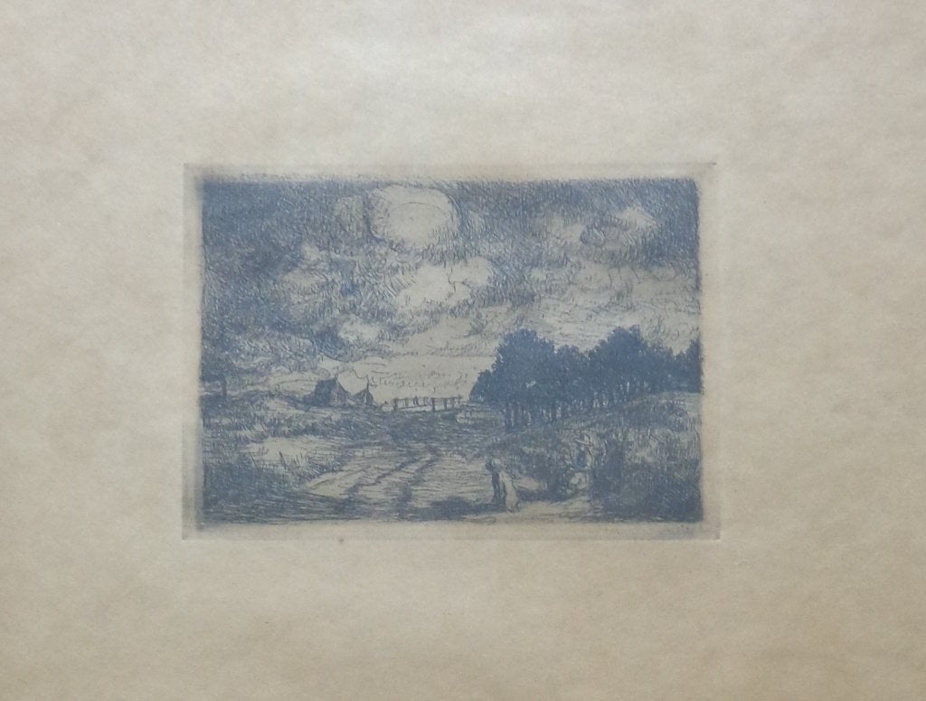 JAKOB SMITS / FIGUREN LANDSCHAP / ZW-W ETS / 43x32cm / KADER, Antiquités & Art, Encadré, Eau-forte, Enlèvement ou Envoi, Paysage