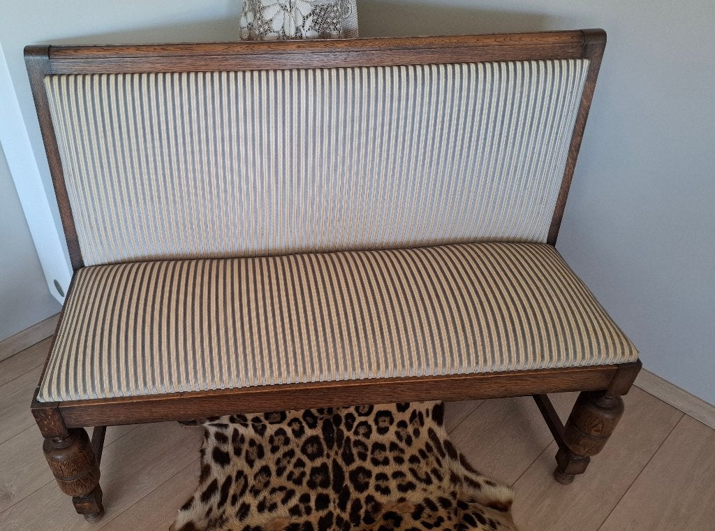 Antiek houten zitbank - eik, Ophalen, Gebruikt, Minder dan 75 cm, Rechte bank