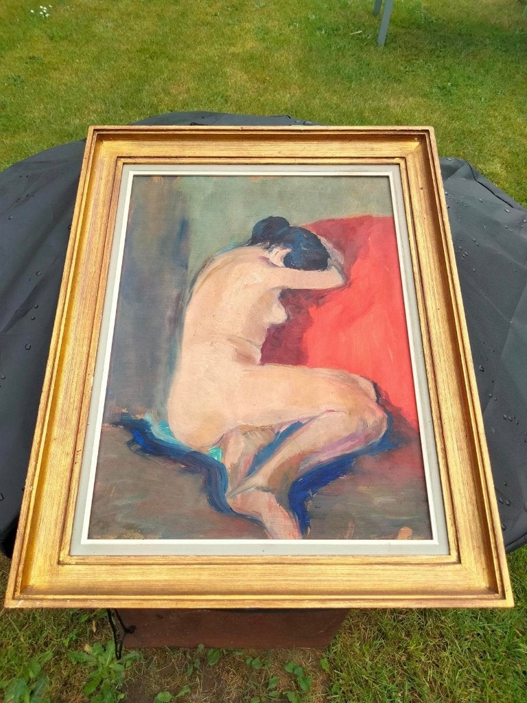 vintage schilderij olieverf op board vrouw kunst, Antiek en Kunst, Portret of Personen, Ophalen of Verzenden, Olieverf, Handgeschilderd