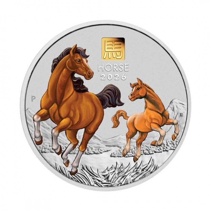 Lunar III 2026 Kilo Zilveren Kleurenmunt Paard, Ophalen of Verzenden, Zilver