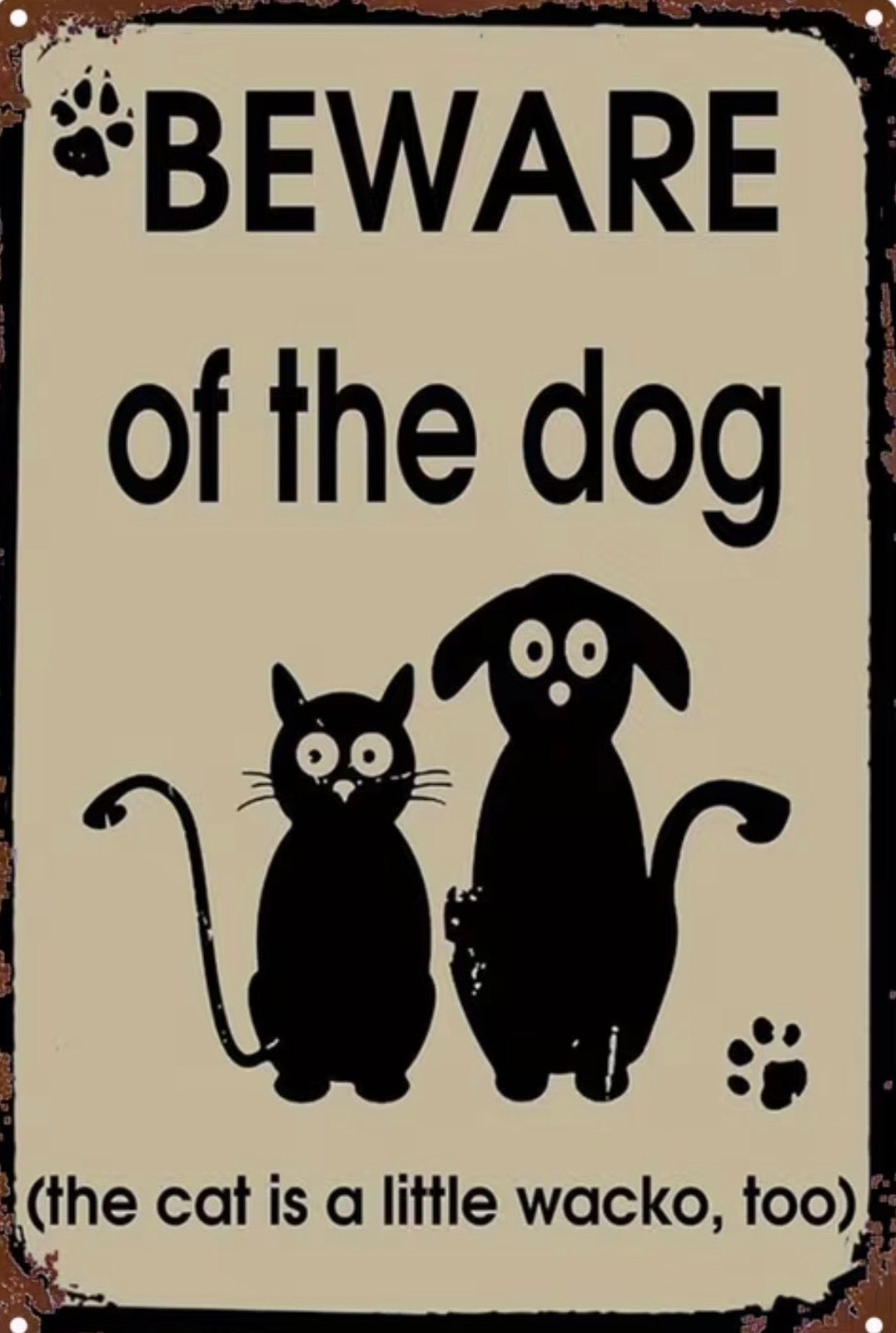 Metalen reclamebord Beware of the dog retro vintage mancave, Huis en Inrichting, Ophalen of Verzenden, Nieuw