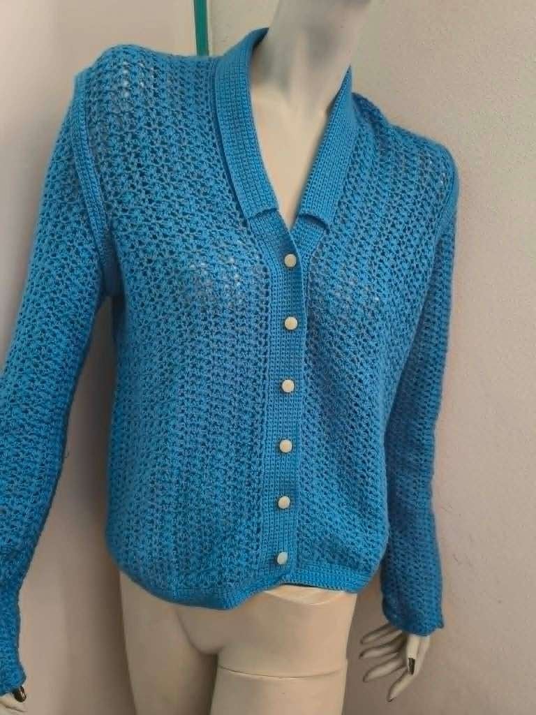 Blauwe gilet handgemaakt S/M, Blauw, Ophalen of Verzenden, Zo goed als nieuw, Handgemaakt