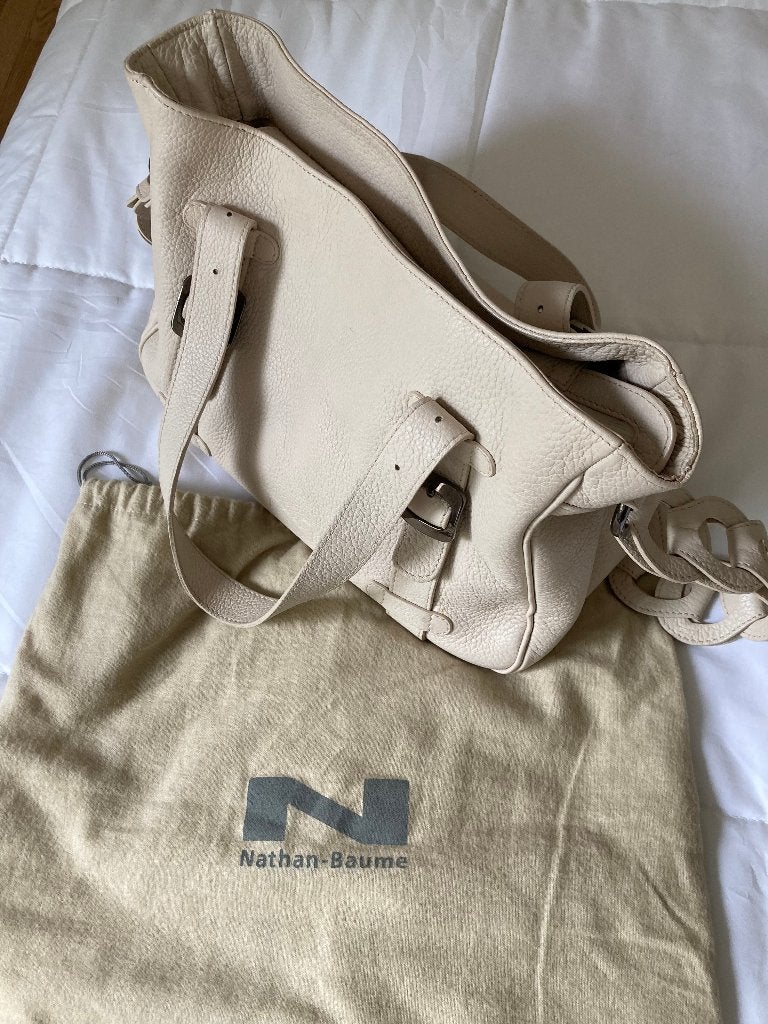 Nathan handtas echte, geen namaak, Handtassen en Accessoires, Tassen | Damestassen, Ophalen of Verzenden, Zo goed als nieuw, Beige