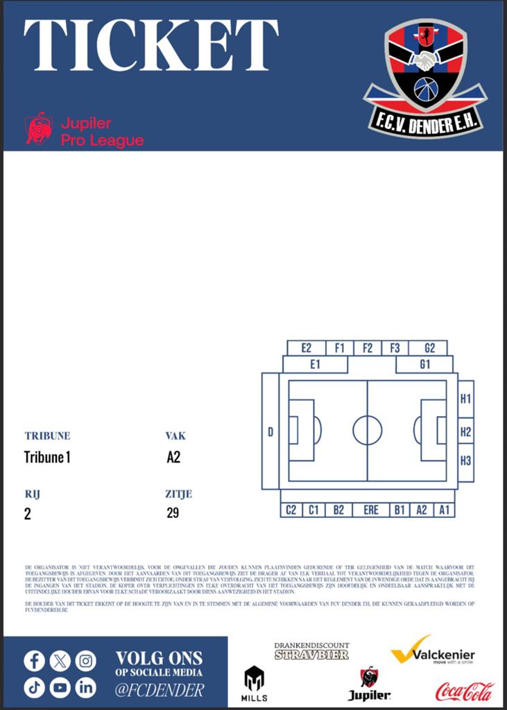 FCV Dender - Lommel sk ticket, Overige typen, Eén persoon, Mei
