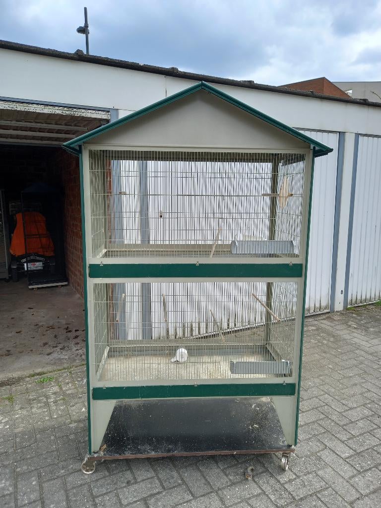 Grote dubbele vogelkooi, Dieren en Toebehoren, Ophalen, Gebruikt, Metaal, Vogelkooi