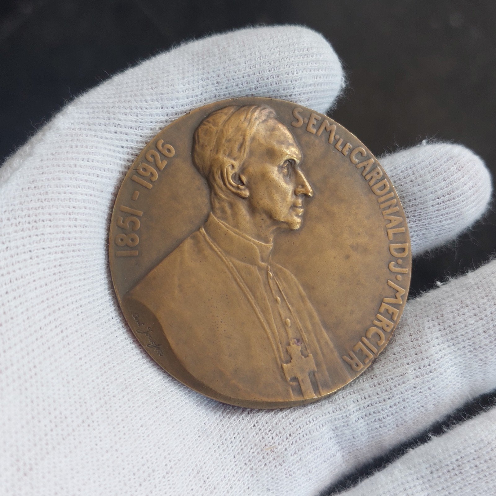 Medaille / België / Cardinal Mercier / Brons / 1926 / A.J., Ophalen of Verzenden, Brons