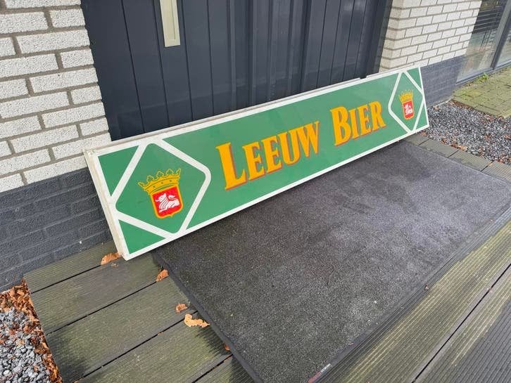 Vintage Leeuw Bier Reclamebord - Groot Formaat, Verzamelen