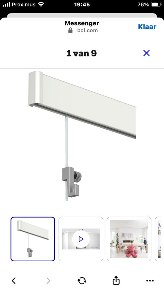 Schilderij rail - ophangsysteem 200cm 1x Nieuw + 2x Gebruikt, Ophalen, Zo goed als nieuw, 125 cm of meer, Schilderij