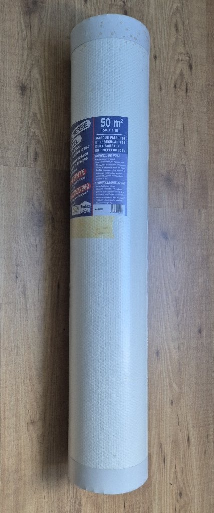Glasvezel/weefsel Perfax voorgeverfd – 1 x 50 meter, Ophalen, 50 tot 75 m², Wit, Ruitmotief