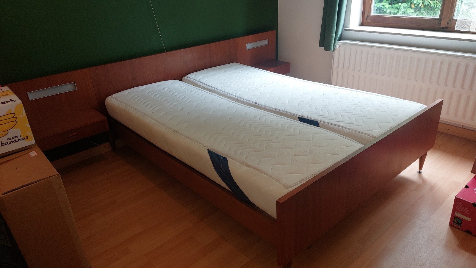Lit 2 personnes avec table de nuit, Enlèvement, Utilisé, Deux personnes, Vintage Année '60