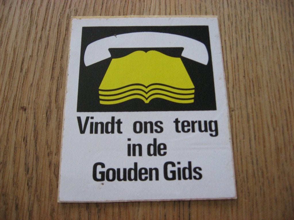 Vintage Sticker Gouden Gids, Ophalen of Verzenden, Nieuw, Bedrijf of Vereniging
