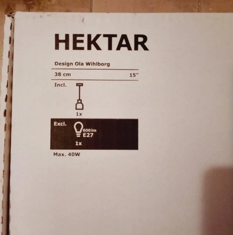Lampe IKEA HEKTAR 38 cm — blanche, Maison & Meubles, Comme neuf, Enlèvement, E27 (grand), Modern en minimalistisch interieur