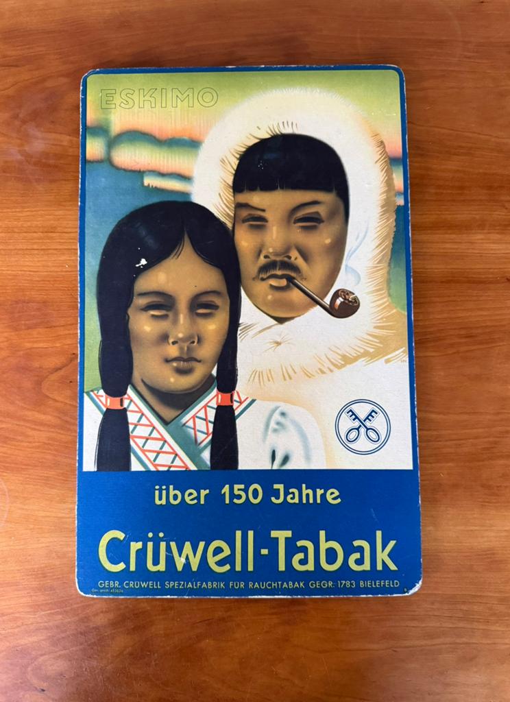 Reclamebord Crüwell-Tabak Eskimo, Ophalen of Verzenden, Gebruikt, Reclamebord