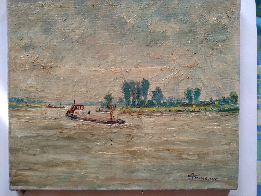 leon tamenne, Maritiem / water, Doek, Expressionistisch, Ophalen of Verzenden