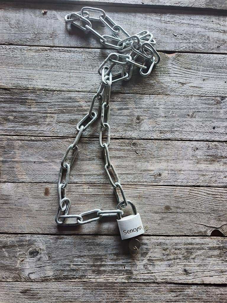 Chaîne robuste avec cadenas, 130 cm, clé incluse, Enlèvement ou Envoi, Comme neuf, Antivol fer à cheval
