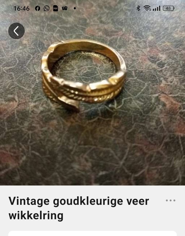 goudkleurige veer wikkelring, Ophalen of Verzenden, Zo goed als nieuw, Goud, Heer