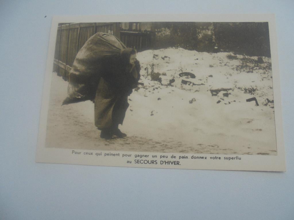 winterhulp postkaart met zegel, Verzamelen, Verzenden, 1940 tot 1960, Ongelopen, Overige thema's