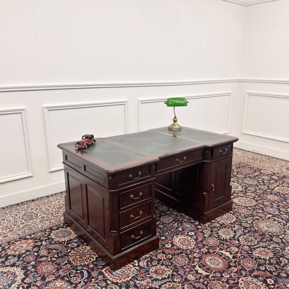 Klassiek Engels Chesterfield Bureau Partnerdesk, Ophalen