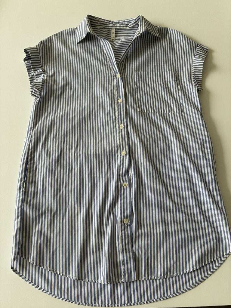 Wit/blauw gestreept  hemdkleed van Zara maat xs, Ophalen of Verzenden, Zo goed als nieuw, Maat 34 (XS) of kleiner, Boven de knie